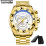 TEMEITE 2017 Men's Sports Quartz Watches Analog Date Men Gold Watches Stainless Steel Wristwatches Waterproof Relogio Masculino