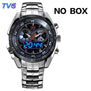 HOT Brand TVG Stainless Steel Black Men's Clock Fashion Blue Binary LED Pointer Mens 5ATM Waterproof Watches free shipping