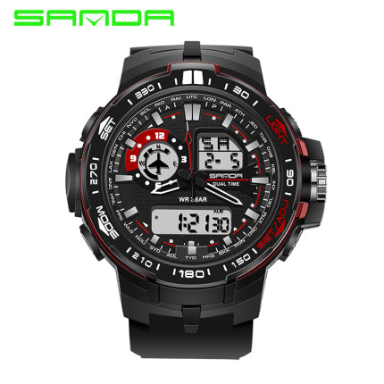 Fashion Sport Super Cool Men's Quartz Digital Watch Men Sports Watches SANDA Luxury Brand LED Military Waterproof Wristwatches