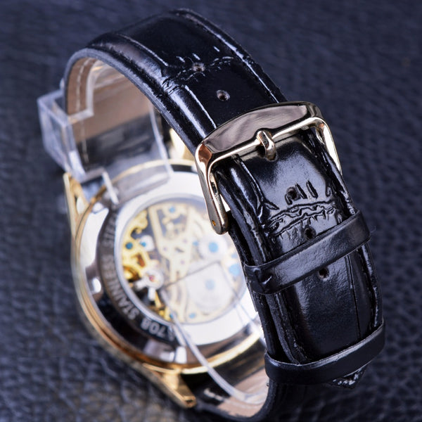 Winner 2016 Fashion Black Golden Star Luxury Design Clock Mens Watch Top Brand Luxury Mechanical Skeleton Watch Male Wrist Watch