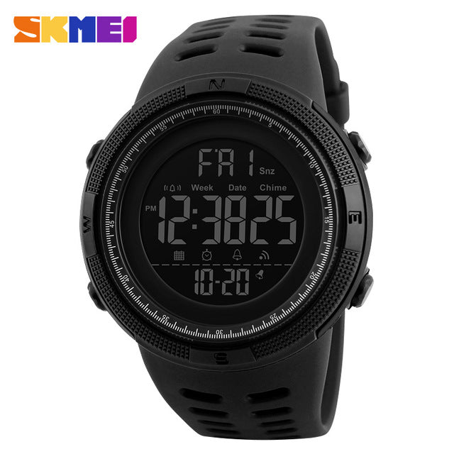 SKMEI Chronograph Sports Watches Men Silicone Countdown LED Digital Watch Military Waterproof Wristwatches Alarm Clock Male 1251