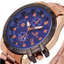 Golden&Rose Gold Luxury Mens Black Dial Gold Stainless Steel Calendar Date Saat Quartz Analog Wrist Watch Montre Homme
