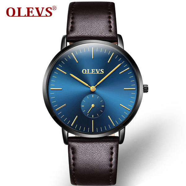 Olevs Brand Name Male Watches Luxury Leather Watchband Wristwatches Simple Quartz Men Clocks High Quality Students Watch G5871P