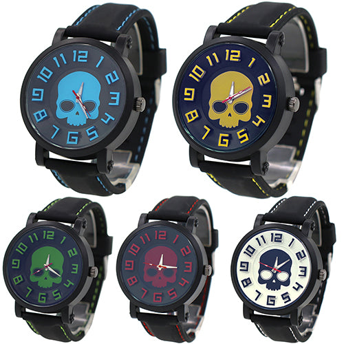 2015 Fashion Sports Men's Silicone Skull Punk Quartz Wrist Watch Wristwatch