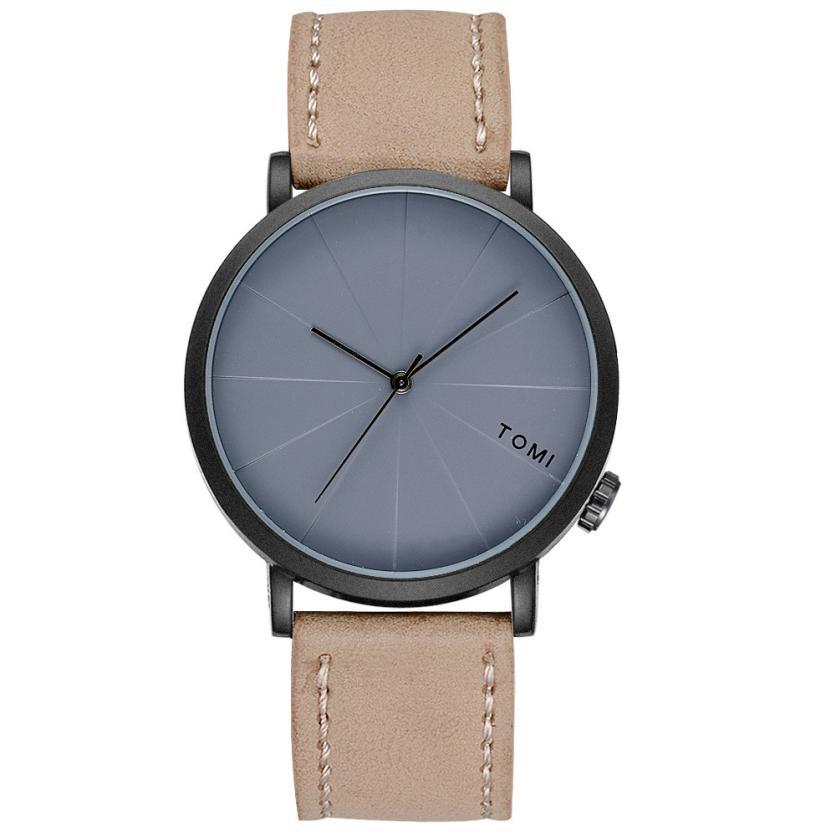 TOMI Fashion Casual Men 's Bussines Retro Design Leather Round Band Watch Watch Men Erkek Kol Saati Relogio Masculino