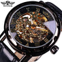 Winner Black Gold Male Clock Men Relogios Skeleton Mens Watches Top Brand Luxury Montre Leather Wristwatch Men Mechanical Watch