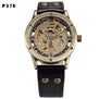 Automatic Mechanical Watches Men Steampunk Skeleton Wrist Watch Power Self Widing Bronze Antique Leather Clock Mens Wristwatches