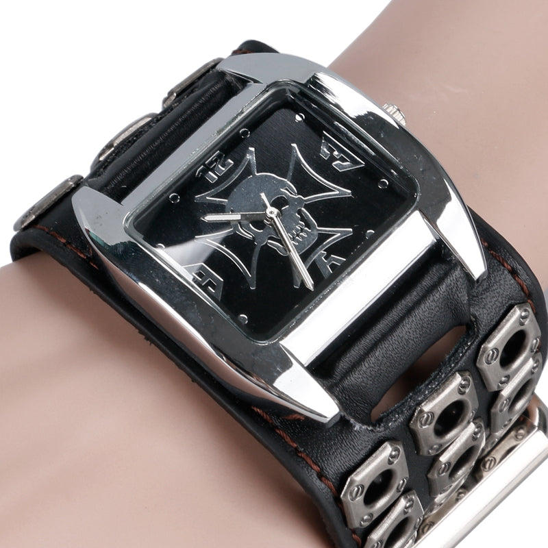 Watch Men Women Gothic Style Cool Metal Hollow Leather Strap Skull Quartz Watches Fashion Punk Trendy Cosplay Relogio Masculino