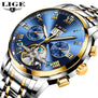 LIGE Men Watches New Top Brand Luxury Automatic Mechanical Watch Business Waterproof Sport Clock Men Watches Relogio Masculino