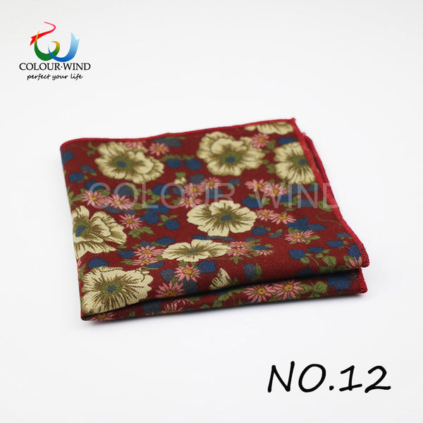 Genuine Yiyanyang Cotton Floral Pocket Square 9.05 Inch Camo Color Polyester Paisley Handkerchief Tie For Men Gift Gentle Hanky