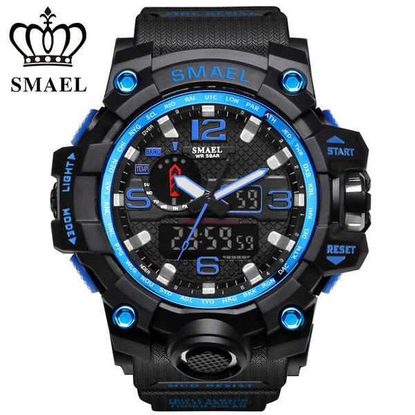 SMAEL Men Fashion S Shock Wristwatch Reloj Business Outdoor Sports Digital Watch LED Display Quartz Multi-functional Clock 1545