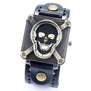 2017 Vintage Cool Punk Rock Skull Skeleton Quartz Watch Fahion Casual Wristwatches Soft Leather Bracelet Mens Women Gifts B2181