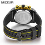 MEGIR Quartz Men Sport Watch Big Dials Silicone Strap Army Military Watches Clock Men Chronograph Wristwatches Relogio Masculino