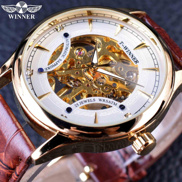 Winner 2016 Fashion Black Golden Star Luxury Design Clock Mens Watch Top Brand Luxury Mechanical Skeleton Watch Male Wrist Watch