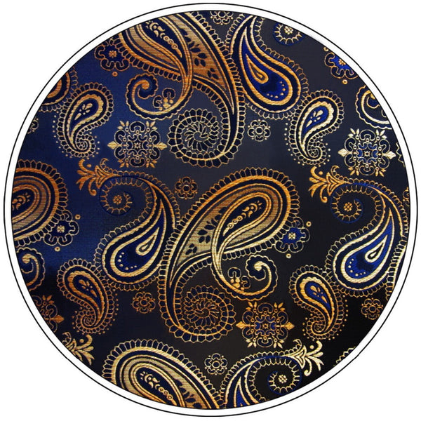 U10 Paisley Gold Blue Navy Mens Neckties Extra Long Size Matching Hanky100% Silk Casual Dress Men Ties Designers Fashion 63"