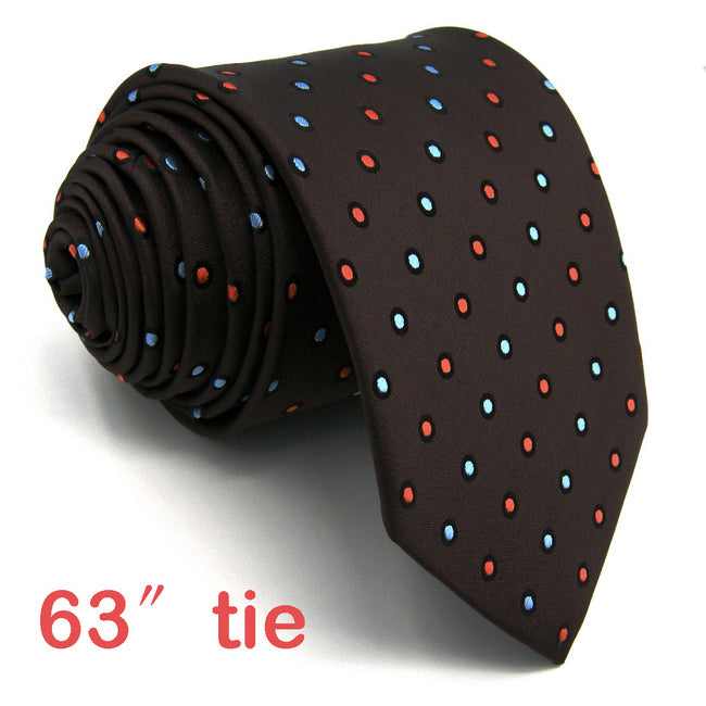 A37 Brown Blue Red Polka Dots Men's Ties Necktie Silk Fashion Novelty Dress for male Classic Brand New extra long size Hankies