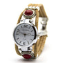 Natural Cork handmade with Green red white stone ladies watch bracelet watch wooden strap watch WA-95