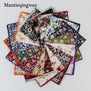 Mantieqingway Style Wedding Party Paisley & Floral Pocket Square for Mens Suit Cotton Blue & Red Handkerchiefs 24cm Chest Towel