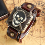 2017 Vintage Cool Punk Rock Skull Skeleton Quartz Watch Fahion Casual Wristwatches Soft Leather Bracelet Mens Women Gifts B2181