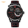 EYKI Men Watches Super Stereoscopic Big Dial Two Time Zone Leather Sport Watch Male Waterproof Luminous Clock Relogio Masculino