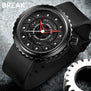 BREAK Men Quartz Sport Watch Man Rubber Leather Strap Casual Fashion Top Luxury Brand Waterproof Geek Creative Gift Wristwatches