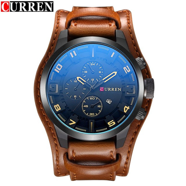 Curren Mens Watches Top Brand Luxury Brown Leather Strap Quartz Watch Men Military Sport Dropshipping Clock Relogio Masculino