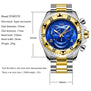 Relogio TEMEITE 2018 New Quartz Watches Mens Fashion Creative Heavy Waterproof Wristwatch Luxury Gold Blue Full Steel Masculino