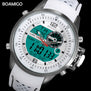 BOAMIGO Brand Men Dual Time Digital Watch Sports Watches Rubber Analog Quartz Watch White Chronograph Wristwatches Reloj Hombre