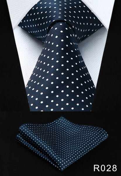 Polka Dot 3.4" 100%Silk Wedding Jacquard Woven Men Tie Necktie Pocket Square Handkerchief Set Suit #RD1