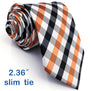 P1 Checked Orange Black White Men's Neckties Set 100% Silk Designers Fashion hanky Men Ties for men 63"