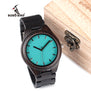 BOBO BIRD WI21 Ebony Wooden Mens Watch Top Brand Blue Simple Wooden Band Classic Quartz Wristwatch As Gift Accept OEM Relogio
