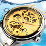 2018 New automatic Mechanical Watch Fashion Luxury Brand Men Gold Hollow Watches Male skeleton Wristwatch relogio masculino