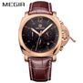MEGIR Original Men Watch Top Brand Luxury Chronograph Military Watches Leather Quartz Wrist Watches Relogio Masculino Men 3006