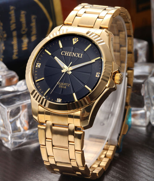 Top Quality Clock Fashion Men Luxury CHENXI Brand Gold Stainless Steel Quartz-Watch Wrist Watches Wholesale Golden Watch men