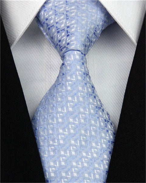 Fashion Mens Accessories Check Pattern Business Silk Tie Geometric Jacquard Woven Necktie for Men 3"/7.5cm