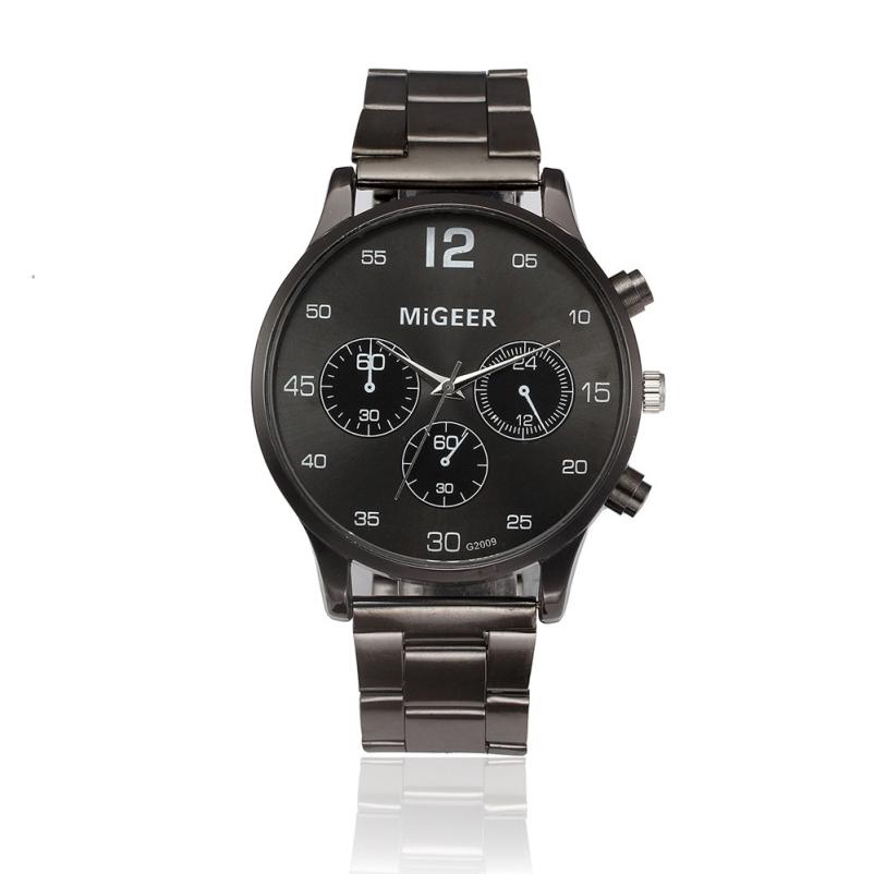 MIGEER Fashion Men's Watch Luxury Stainless Steel Band Alloy Dial Analog Quartz Wrist Watches Men Dress Watches reloj hombre