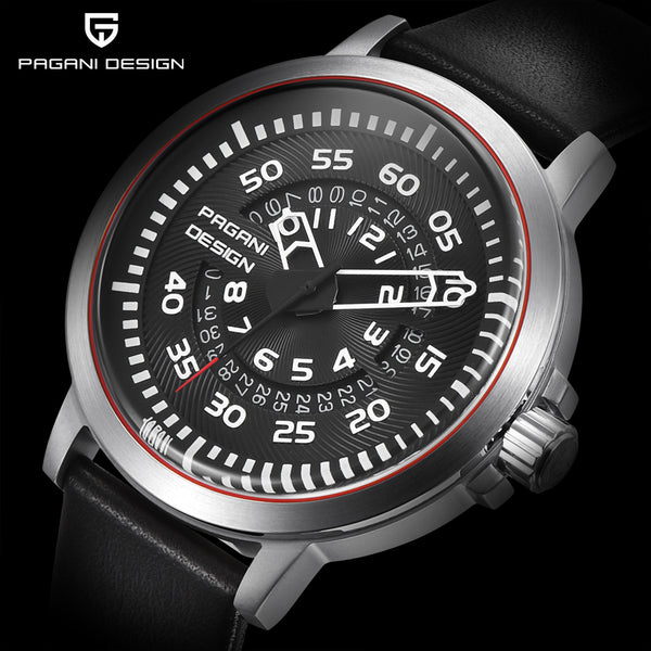 PAGANI DESIGN Mens Watches Top Luxury Waterproof Leather Quartz Watch Men Unique Design Hollow Calendar Men's Watches