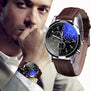 2017 New Aimecor Luxury Fashion Faux Leather Mens Blue Ray Glass Quartz Analog Watches Dropshipping L613