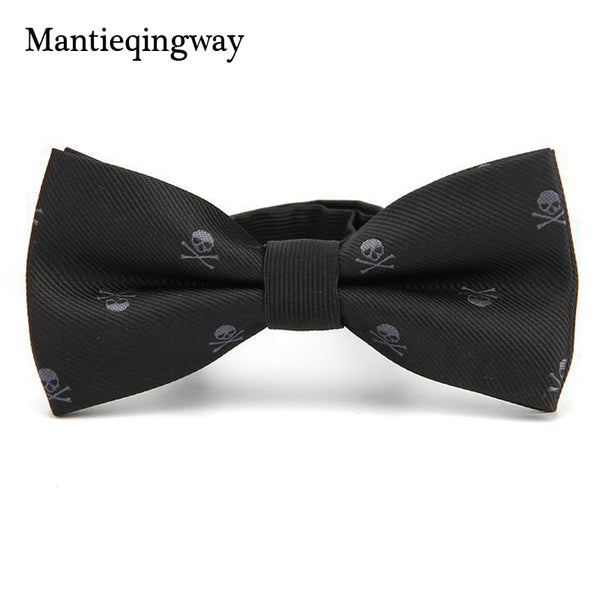 Mantieqingway Novelty Men's Polyester Silk Bow Tie Skull Bowtie for Tuxedo Banquet New Design Bowknot Ties for Wedding Groom