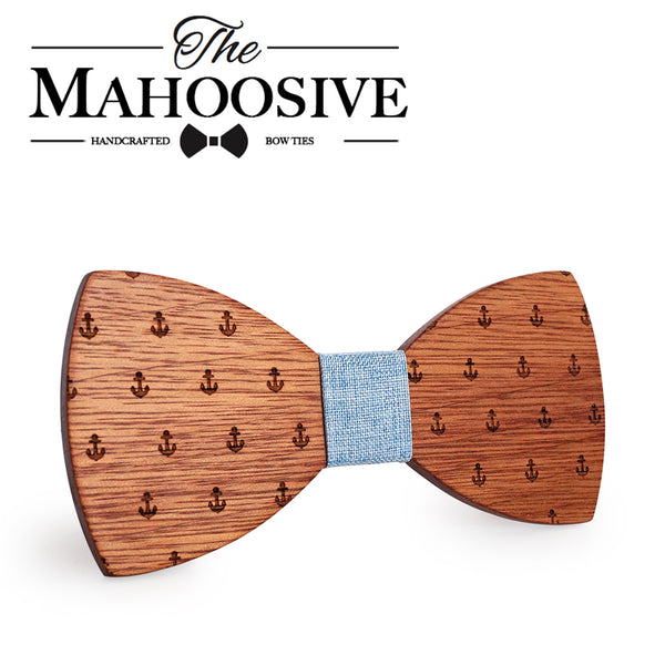 MAHOOSIVE Classic Captain Wood Bow Ties Wooden Butterfly Bowknots Gravatas Cravat