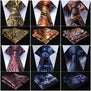 Pocket Square Classic Party Wedding Floral 3.4" Silk Wedding Mens Extra Long Tie XL Necktie Handkerchief Set #Q6