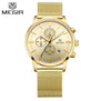 2018 Megir Golden Men Watch Luxury Fashion Business Quartz Watches Calendar Chronograph Analog Wristwatch Clock Man 2011