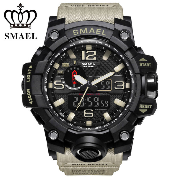 SMAEL Men Fashion S Shock Wristwatch Reloj Business Outdoor Sports Digital Watch LED Display Quartz Multi-functional Clock 1545