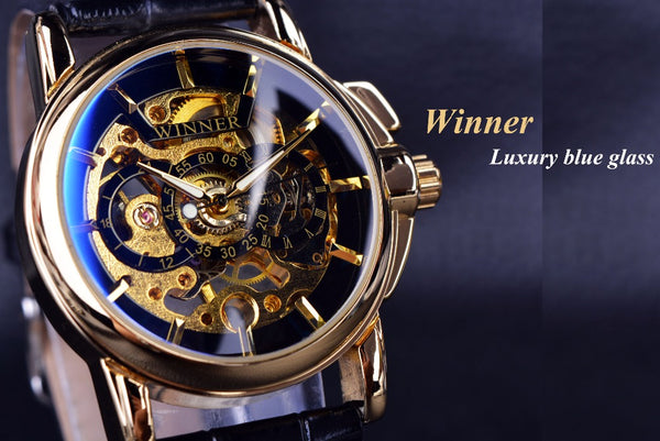 Winner 2016 Navigator Series Men Watches Top Brand Luxury Skeleton Mechanical Watch Clock Men Gold Watches Men Wristwatch Montre