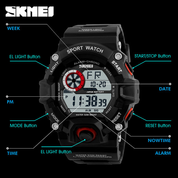 S SHOCK Men Sports Watches SKMEI Luxury Brand Camouflage Military Watches Digital LED Waterproof Wristwatches Relogio Masculino