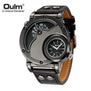 Oulm Watch Man Quartz Watches Top Brand Luxury Leather Strap Military Sport Wristwatch Male Clock relogio masculino