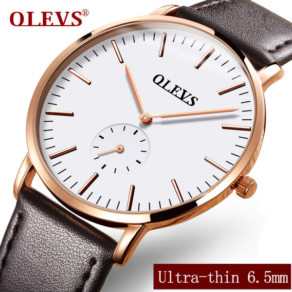 Olevs Brand Name Male Watches Luxury Leather Watchband Wristwatches Simple Quartz Men Clocks High Quality Students Watch G5871P