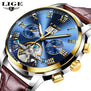 LIGE Watches Men Sport Men's Mechanical Watches Fashion Business Automatic Watch Man Waterproof Leather Clock relogio masculino