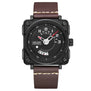 Men Watch Military Army Top Brand Luxury Megir Genuine Leather Square Quartz Watches Sport Waterproof Chronograph Wristwatch