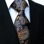 U10 Paisley Gold Blue Navy Mens Neckties Extra Long Size Matching Hanky100% Silk Casual Dress Men Ties Designers Fashion 63"